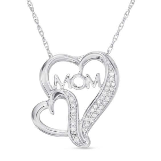 Banter 1/10 CT. T.W. Diamond Mom Double Heart Pendant in Banter 1/10 CT. T.W. Diamond Mom Double Heart Pendant in