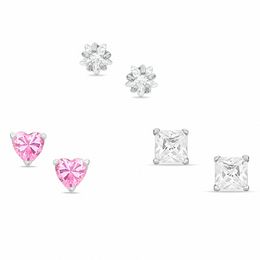 4mm Cubic Zirconia Stud Earring Set in Sterling Silver