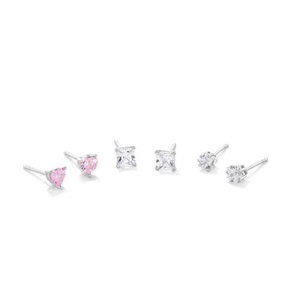 4mm Cubic Zirconia Stud Earring Set in Sterling Silver
