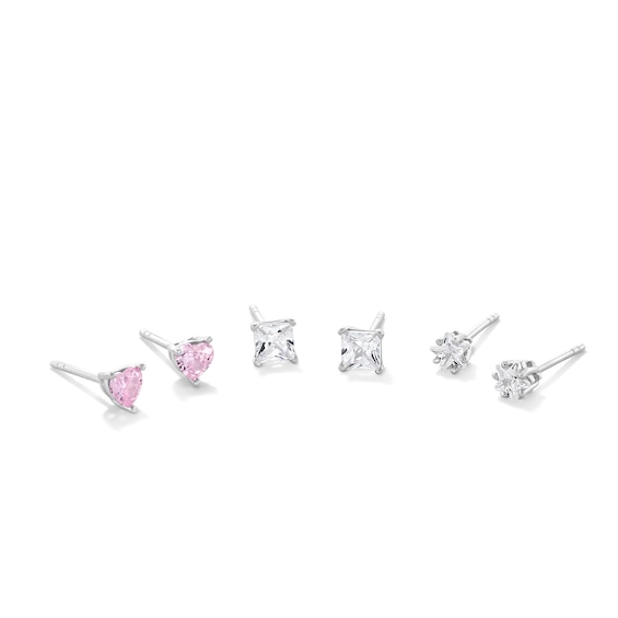 4mm Cubic Zirconia Stud Earring Set in Sterling Silver