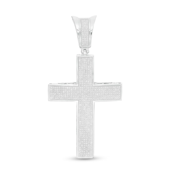 1 CT. T.W. Diamond Cross Necklace Charm in Sterling Silver