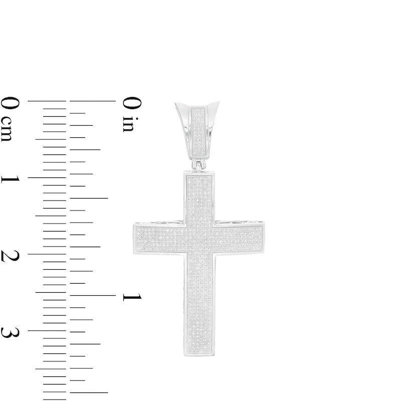 Main Image 2 of 1 CT. T.W. Diamond Cross Necklace Charm in Sterling Silver
