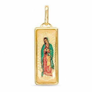 Enamel Rectangle Mother Mary Charm in 10K Gold