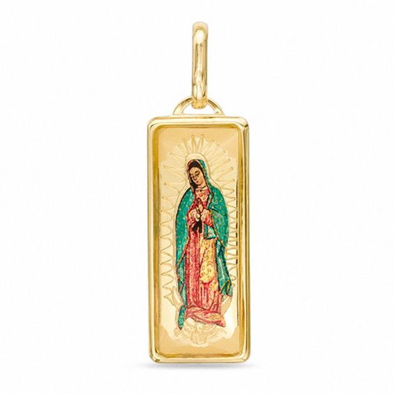 Enamel Rectangle Mother Mary Charm in 10K Gold