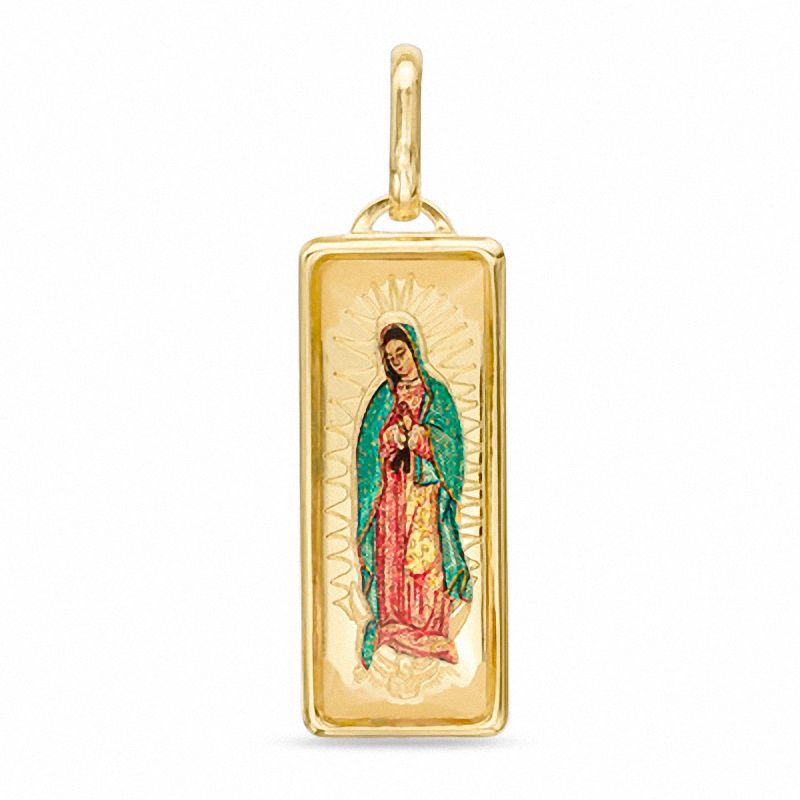 Main Image 1 of Enamel Rectangle Mother Mary Charm in 10K Gold