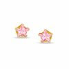 Thumbnail Image 1 of Child's 3mm Star-Shaped Pink Cubic Zirconia Stud Earrings in 14K Gold