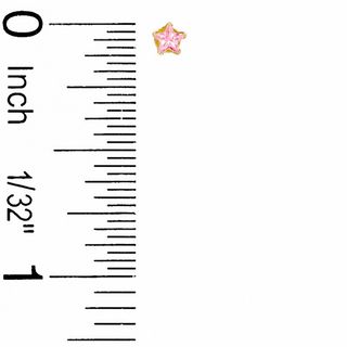 Child's 3mm Star-Shaped Pink Cubic Zirconia Stud Earrings in 14K Gold