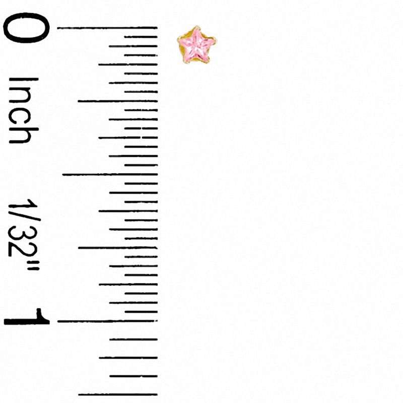 Main Image 2 of Child's 3mm Star-Shaped Pink Cubic Zirconia Stud Earrings in 14K Gold