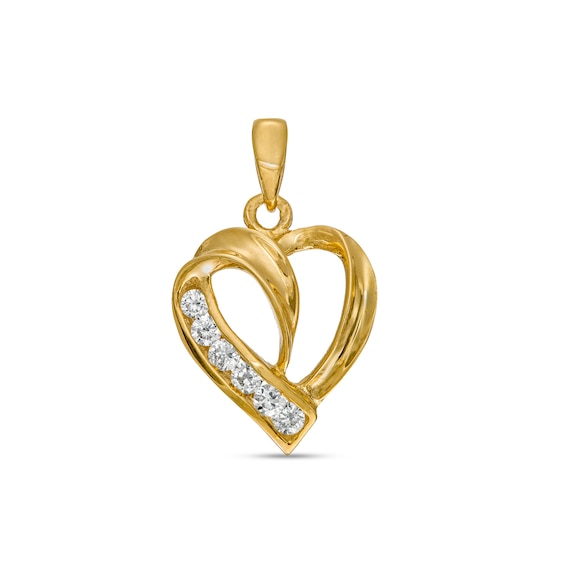 Cubic Zirconia Heart Charm in 10K Gold