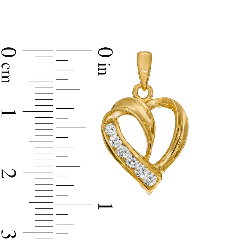 Cubic Zirconia Heart Charm in 10K Gold