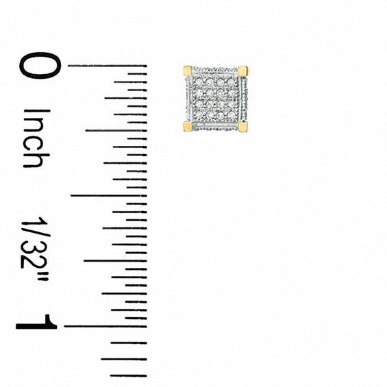 1/5 CT. T.W. Diamond Square Stud Earrings in 10K Two-Tone Gold