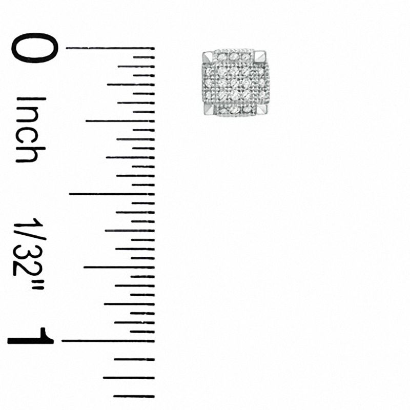 Main Image 2 of 1/3 CT. T.W. Diamond Square Stud Earrings in 10K White Gold