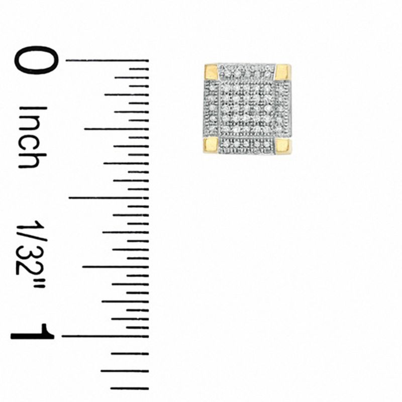Main Image 2 of 1/4 CT. T.W. Diamond Square Stud Earrings in 10K Gold