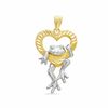 Thumbnail Image 1 of Diamond-Cut Heart and Frog Charm in 10K Two-Tone Gold