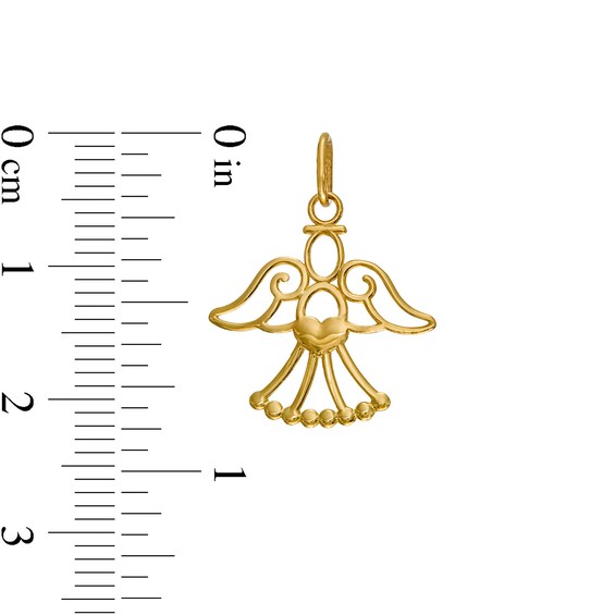 Polished Angel Holding Heart Charm in 10K Gold