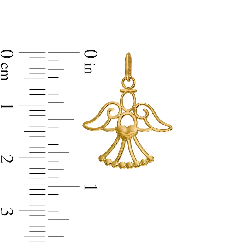 Main Image 2 of Polished Angel Holding Heart Charm in 10K Gold