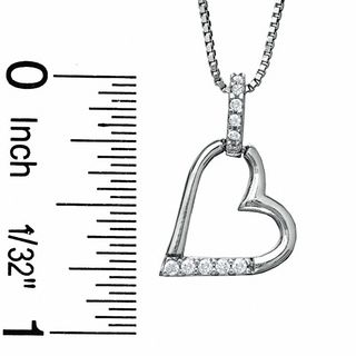 Cubic Zirconia Open Heart Pendant and 6mm Stud Earrings Set in Sterling Silver