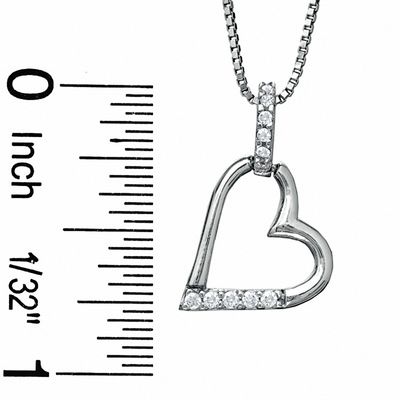 Cubic Zirconia Open Heart Pendant and 6mm Stud Earrings Set in Sterling Silver