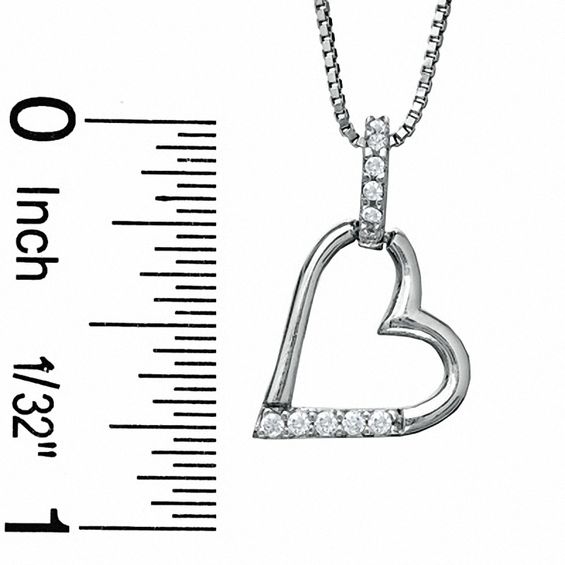 Cubic Zirconia Open Heart Pendant and 6mm Stud Earrings Set in Sterling Silver