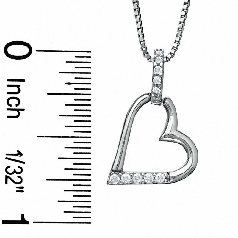Main Image 2 of Cubic Zirconia Open Heart Pendant and 6mm Stud Earrings Set in Sterling Silver