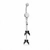 Thumbnail Image 1 of 014 Gauge Black Guitars Dangle Belly Button Ring with Cubic Zirconia in Stainless Steel