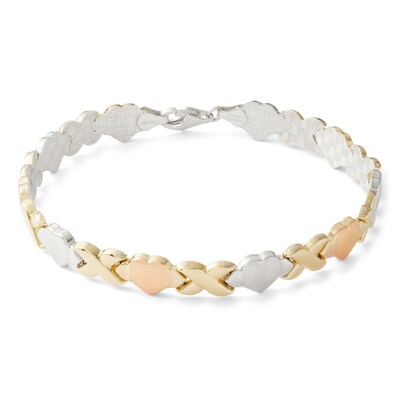 X Heart Link Bracelet in 10K Two-Tone Gold Bonded Sterling Silver - 8"
