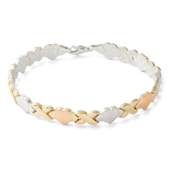 X Heart Link Bracelet in 10K Two-Tone Gold Bonded Sterling Silver - 8"