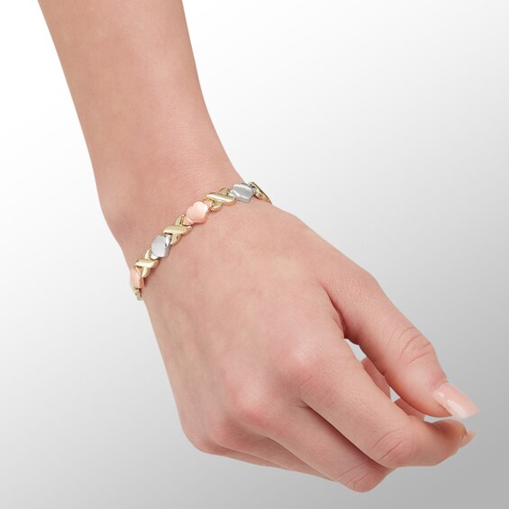 X Heart Link Bracelet in 10K Two-Tone Gold Bonded Sterling Silver - 8"