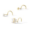 Thumbnail Image 0 of 14K Semi-Solid, Hollow, and Solid Gold CZ Nose Stud Set - 22G