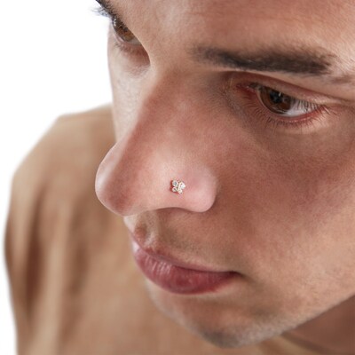 14K Semi-Solid, Hollow, and Solid Gold CZ Nose Stud Set