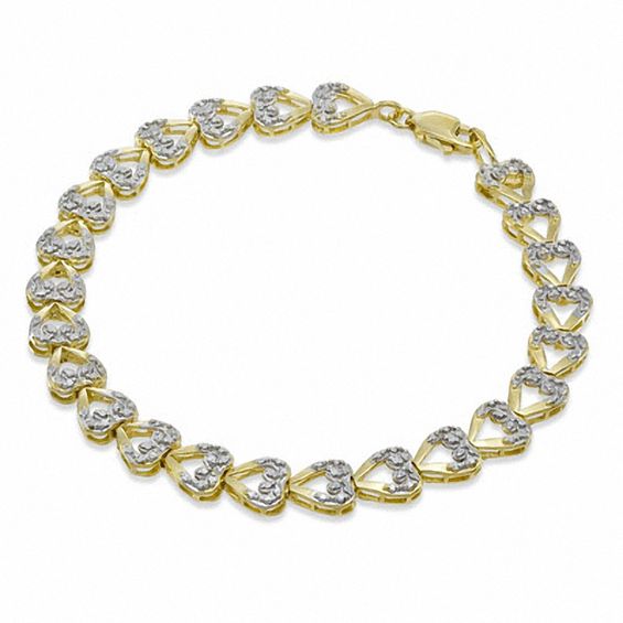 Diamond Accent Swirl Heart Bracelet in Sterling Silver with 18K Gold Plate