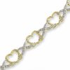 Diamond Accent Alternating Heart and X Bracelet in Sterling Silver with 18K Gold Plate - 7.5"