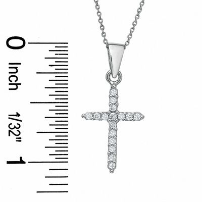 Cubic Zirconia Cross Pendant and Stud Earrings Set in Sterling Silver