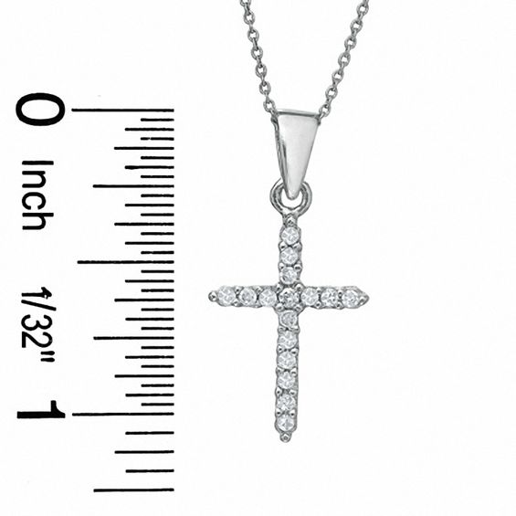 Cubic Zirconia Cross Pendant and Stud Earrings Set in Sterling Silver