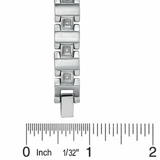 1/10 CT. T.W. Diamond 9mm Square Link Bracelet in Stainless Steel - 8.5"