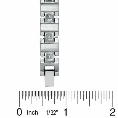 1/10 CT. T.W. Diamond 9mm Square Link Bracelet in Stainless Steel - 8.5"