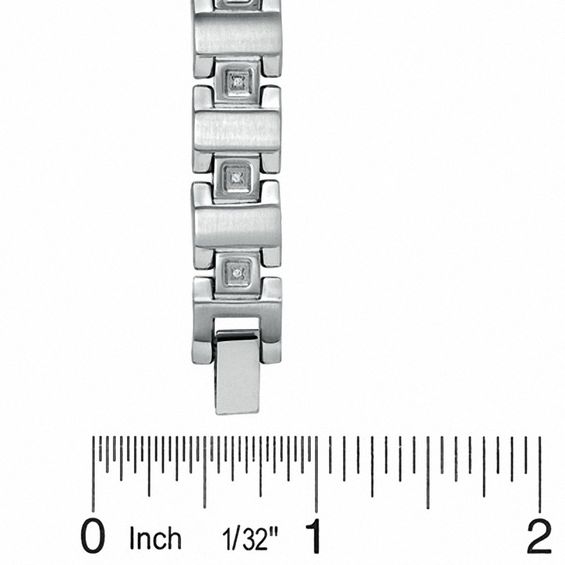 1/10 CT. T.W. Diamond 9mm Square Link Bracelet in Stainless Steel - 8.5"