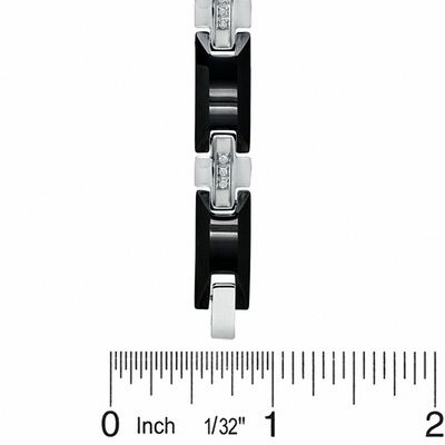 1/8 CT. T.W. Diamond 8mm Bracelet in Black Tungsten and Stainless Steel - 8.5"