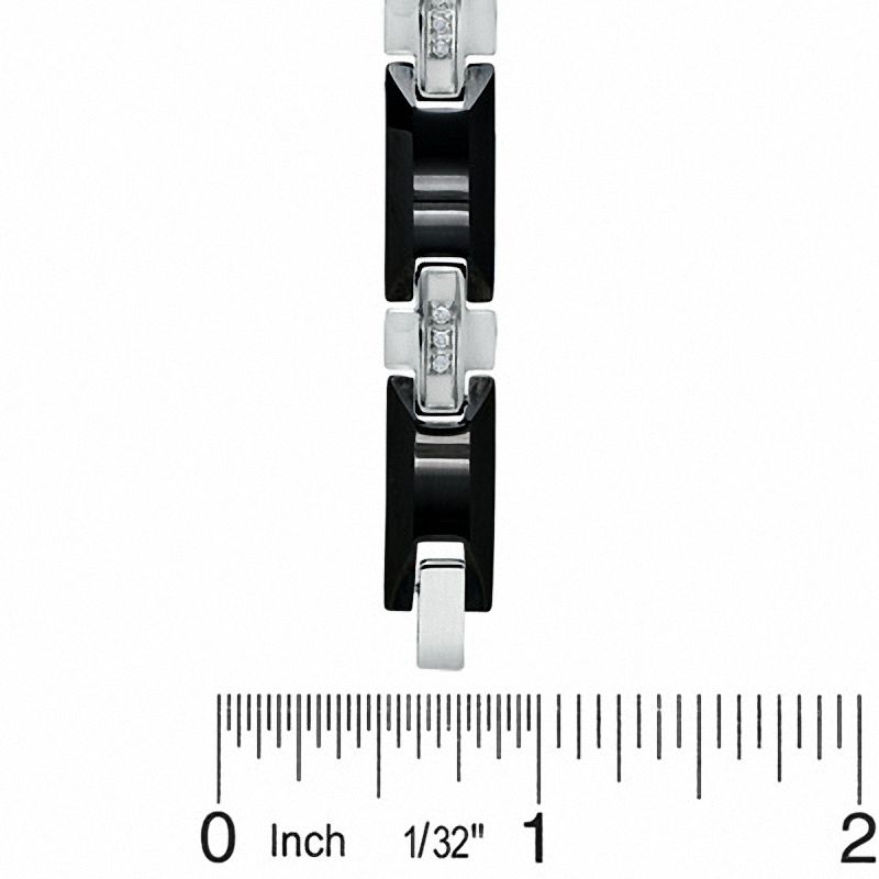 Main Image 3 of 1/8 CT. T.W. Diamond 8mm Bracelet in Black Tungsten and Stainless Steel - 8.5"