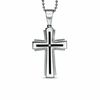 Thumbnail Image 1 of Diamond Accent Layered Cross Pendant in Stainless Steel - 24"