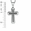 Thumbnail Image 2 of Diamond Accent Layered Cross Pendant in Stainless Steel - 24"