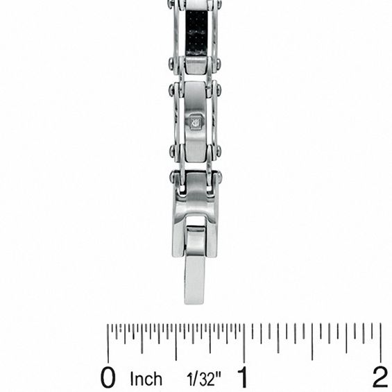 Diamond Accent Bracelet in Stainless Steel with Carbon Fiber Inlay - 8.5"