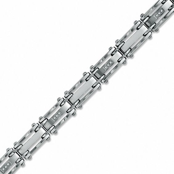 1/10 CT. T.W. Diamond 8mm Long Link Bracelet in Stainless Steel - 8.5"