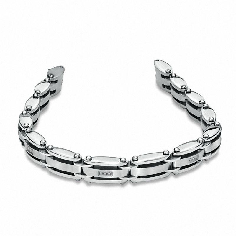 1/10 CT. T.W. Diamond 8mm Long Link Bracelet in Stainless Steel - 8.5"