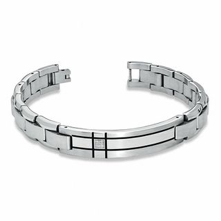 Diamond Accent ID Bracelet in Stainless Steel - 8.5"