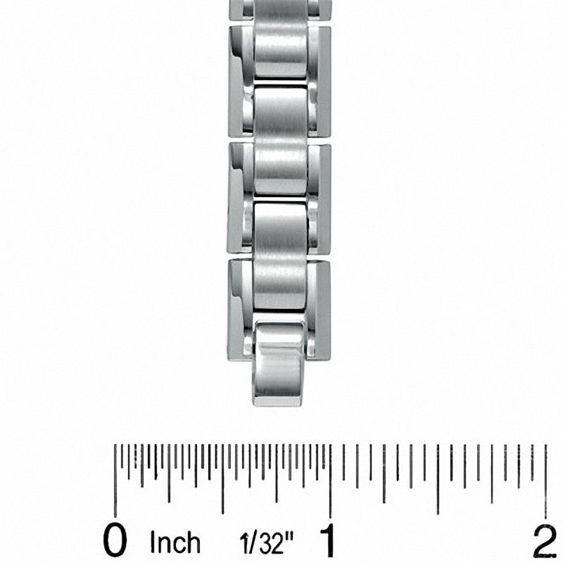 Main Image 3 of Diamond Accent ID Bracelet in Stainless Steel - 8.5&quot;