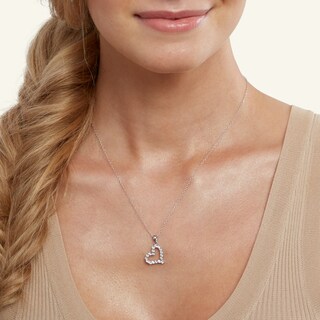 Sterling Silver Diamond Accent Tilted Heart Pendant - 18"