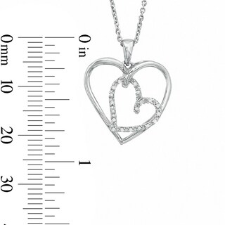 Diamond Accent Double Heart Pendant in Sterling Silver