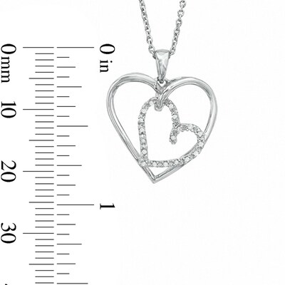 Diamond Accent Double Heart Pendant in Sterling Silver