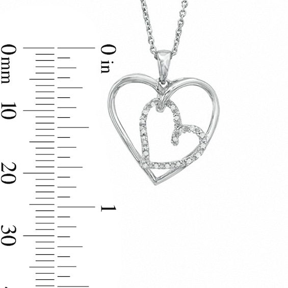Diamond Accent Double Heart Pendant in Sterling Silver